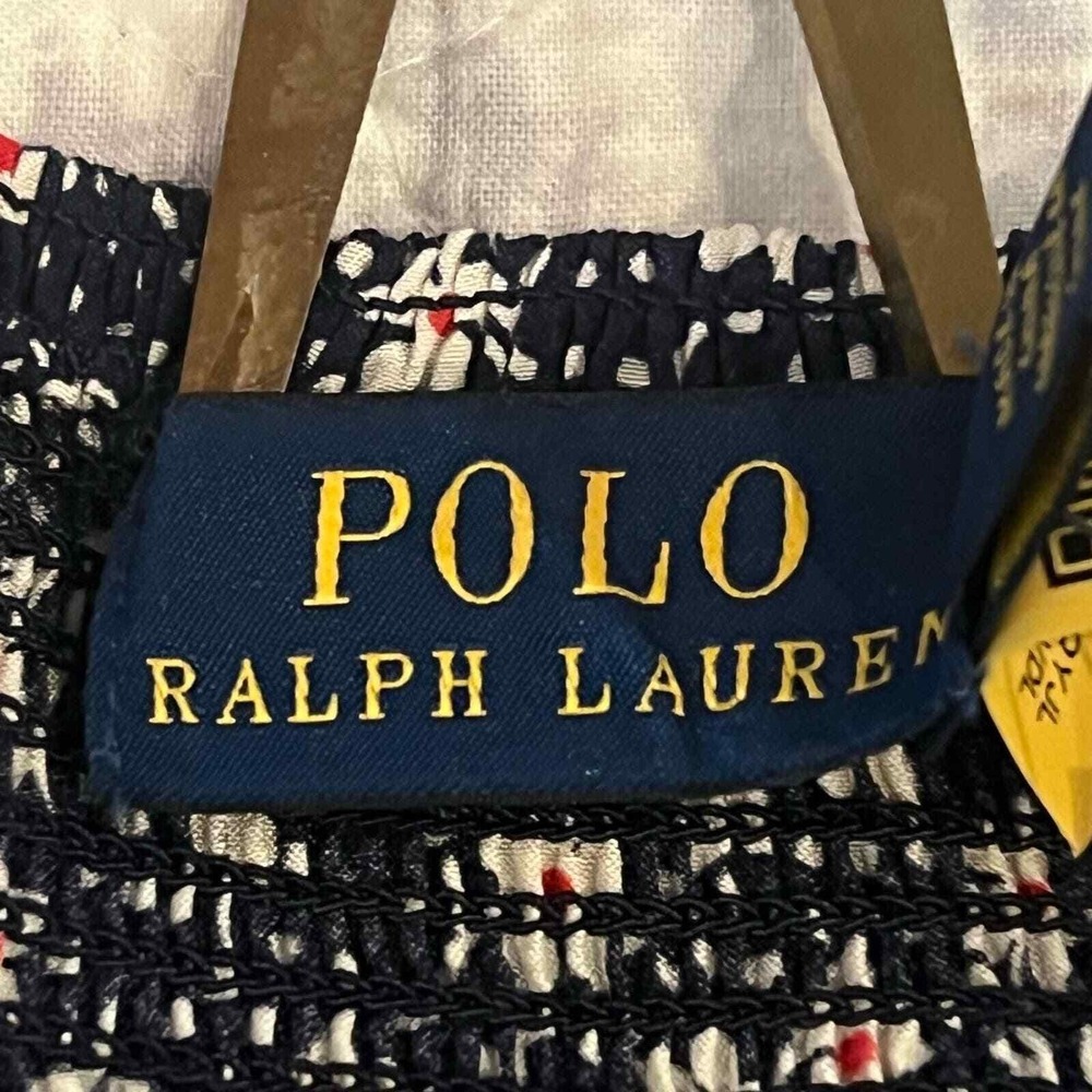 Polo Ralph Lauren Floral Long Sleeve Romper Navy Blue Pink Boho Smocked Waist - Picture 13 of 16